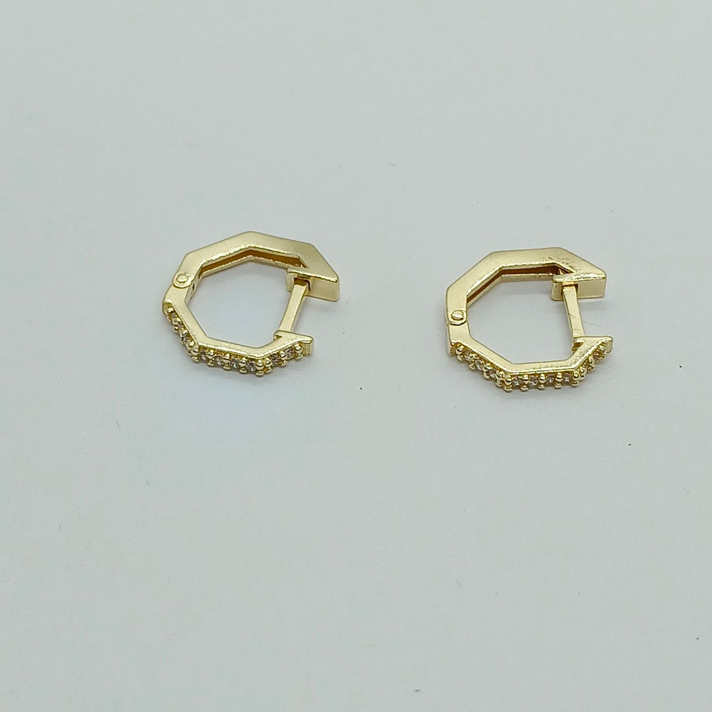 ARETES HUGGIES C CIRCONIAS 14K 1.6 GR (NUEVO)