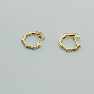 ARETES HUGGIES C CIRCONIAS 14K 1.6 GR (NUEVO)