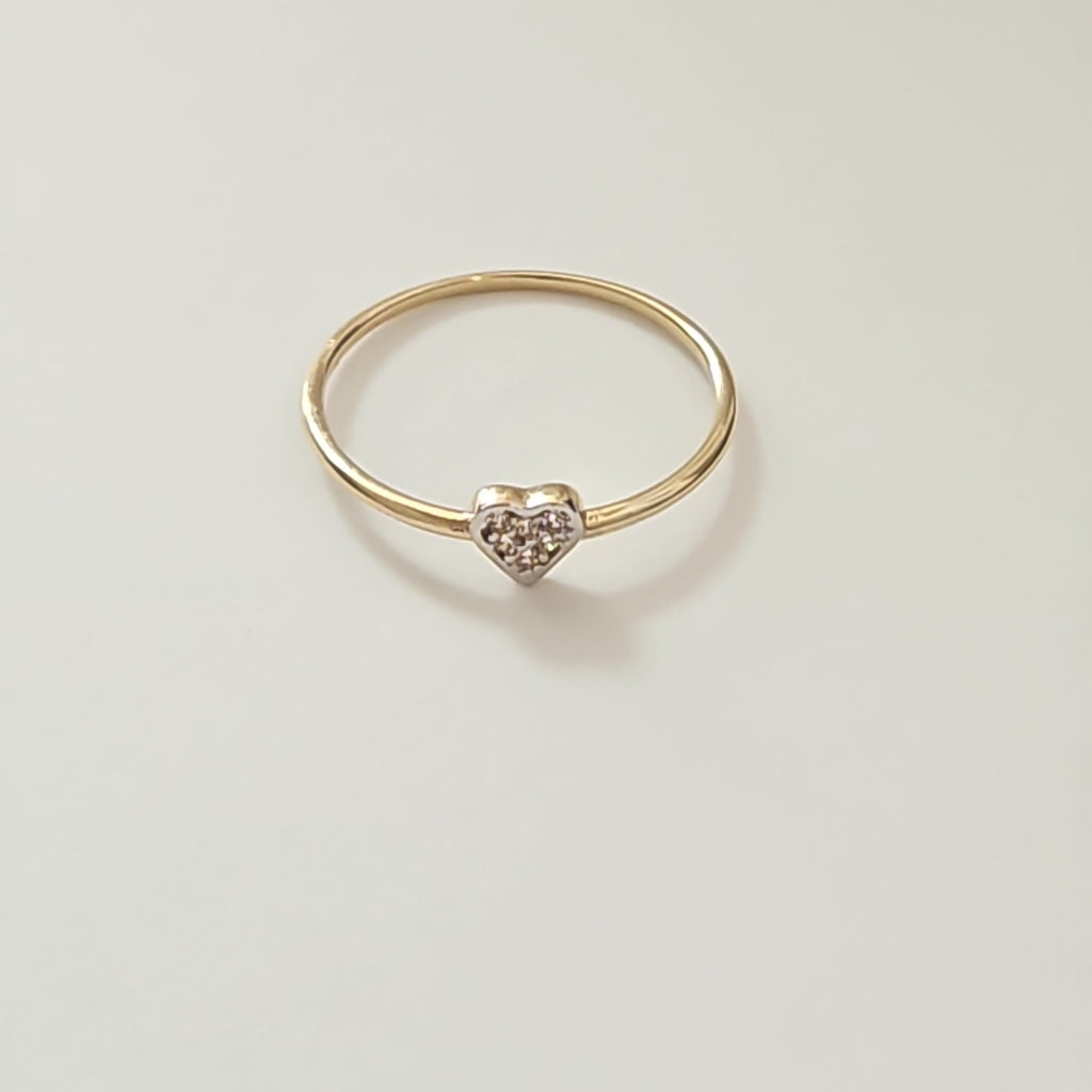 ANILLO ANILLITO CORAZON C CIRCONIA 14K 7 TALLA 0.8 GR (NUEVO)