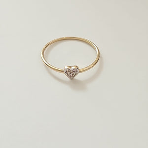 ANILLO ANILLITO CORAZON C CIRCONIA 14K 7 TALLA 0.8 GR (NUEVO)