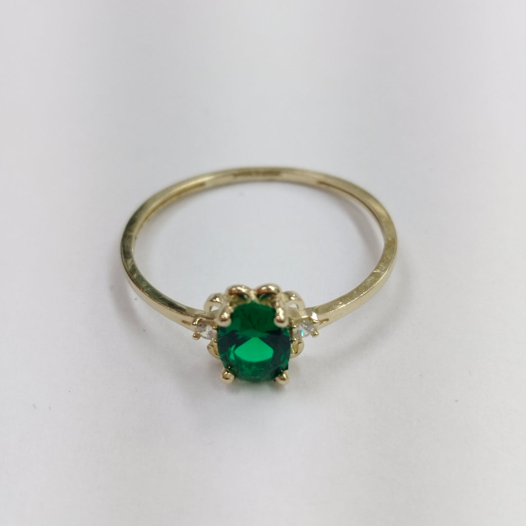 ANILLOS CON CIRCONIAS Y PIEDRA DE COLOR 14K TALLA 9 1.1 GR (NUEVO)