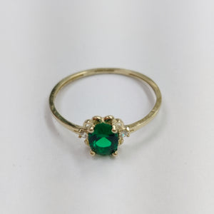 ANILLOS CON CIRCONIAS Y PIEDRA DE COLOR 14K TALLA 9 1.1 GR (NUEVO)
