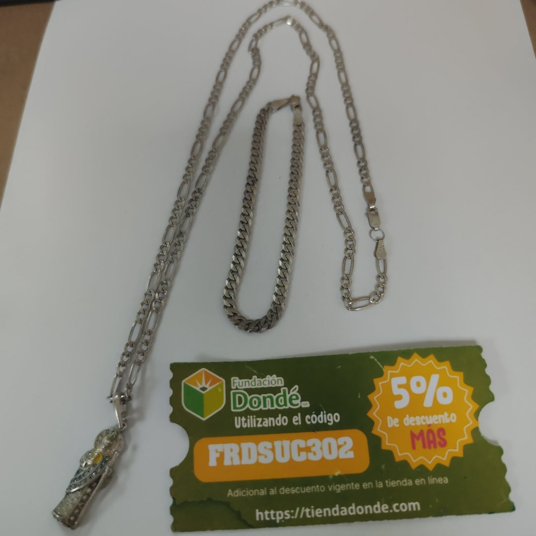 CADENA, DIJE, PULSERA PLATA 25.6 GRMS (SEMINUEVO)