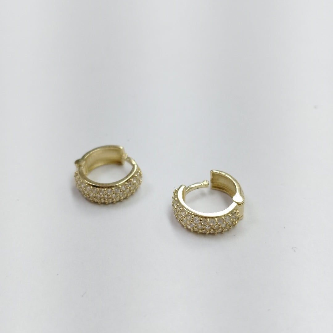 ARETES HUGGIE CON CIRCONIAS 14K 2.1 GR (NUEVO)