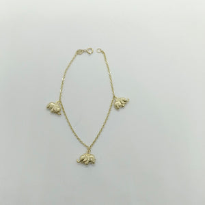 PULSERA ESPECIAL CON DIJES ELEFANTES 10K 18 CM 2.1 GR (NUEVO)