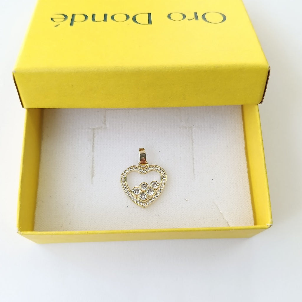 DIJE CORAZON CON CIRCONIAS 14K 1.7 GR (NUEVO)