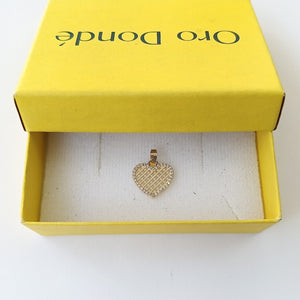 DIJE TEJIDO CORAZON CON CERCO DE CIRCONIAS 14K 1.1 GR (NUEVO)