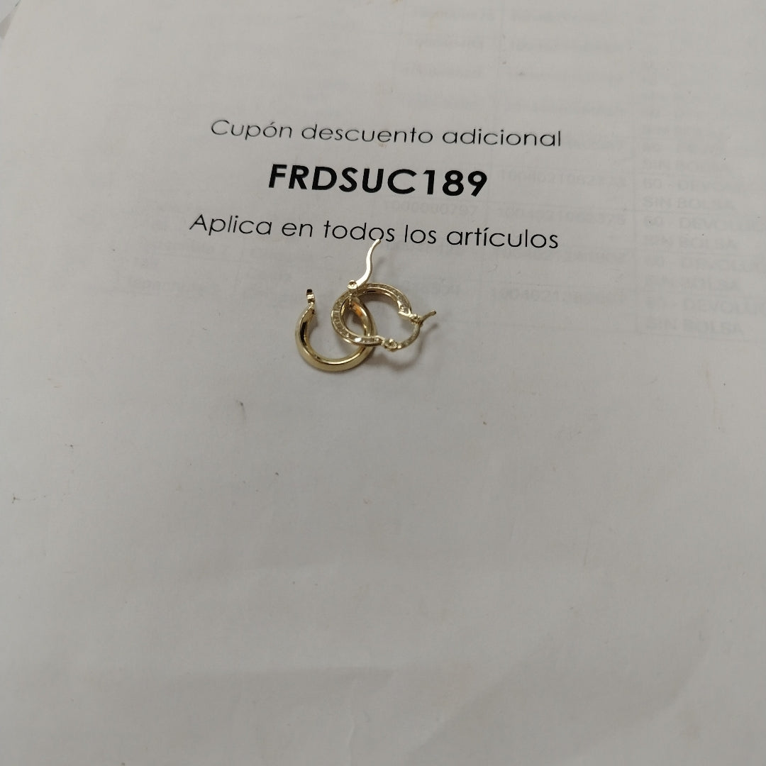ARETES ARRACADAS CON CIRCONIAS 14K 2.4 GR (NUEVO)