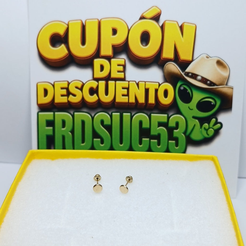 BROQUELES BROQUEL FIG TAPON REDONDO 14K 0.1408 GR (NUEVO)