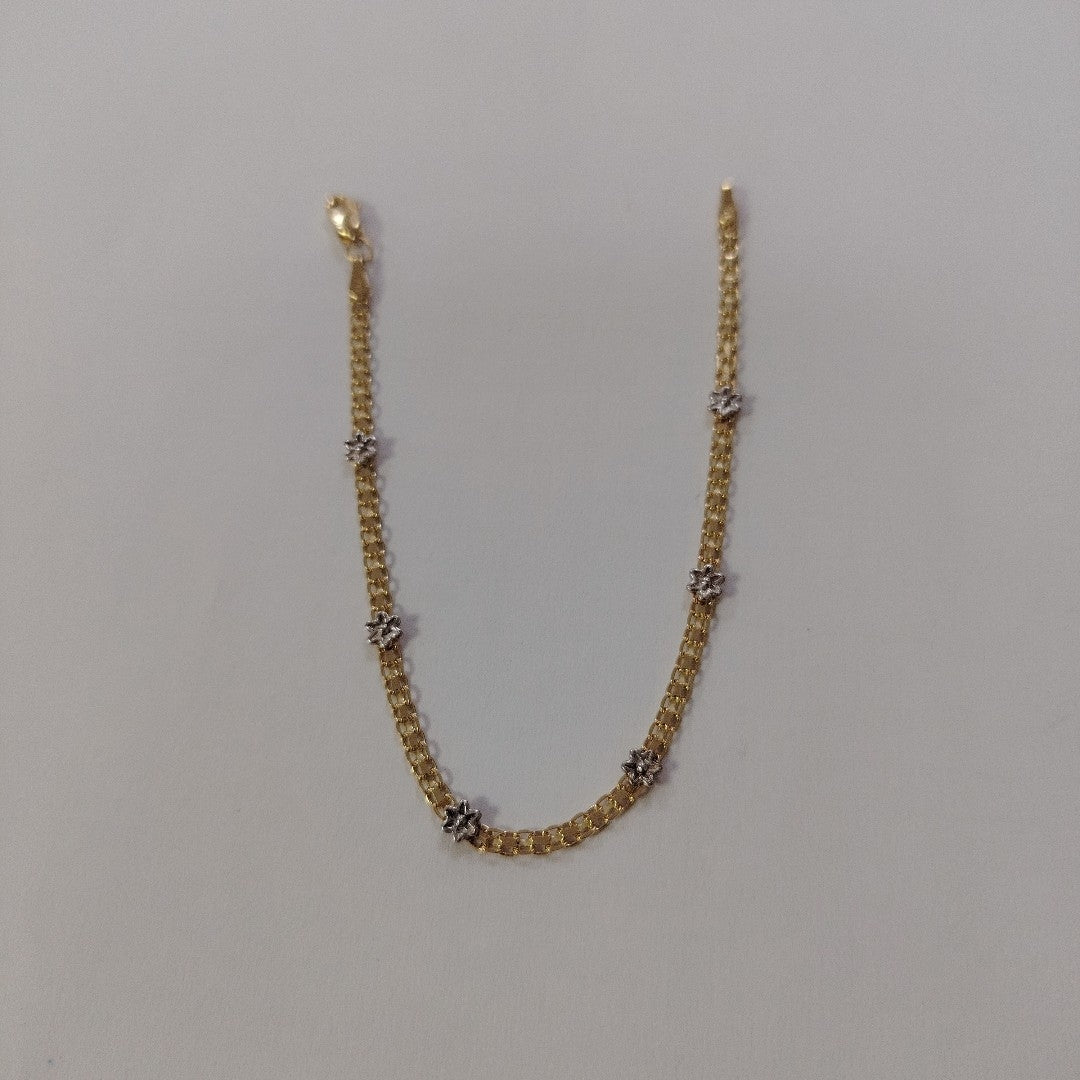 PULSERA ESPECIAL C FLORES 14K 18 CM 3 GR (NUEVO)