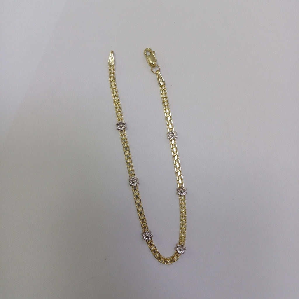 PULSERA ESPECIAL C FLORES 14K 18 CM 3 GR (NUEVO)