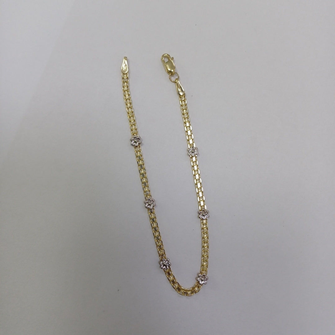 PULSERA ESPECIAL C FLORES 14K 18 CM 3 GR (NUEVO)