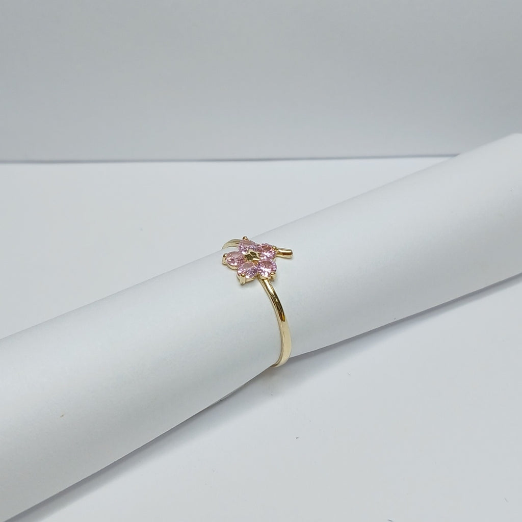 ANILLOS FIG FLOR CON PDRAS COL ROSA 14K TALLA 8 1 GR (NUEVO)