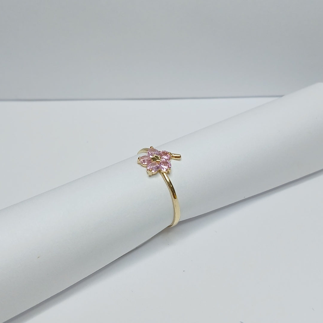 ANILLOS FIG FLOR CON PDRAS COL ROSA 14K TALLA 8 1 GR (NUEVO)