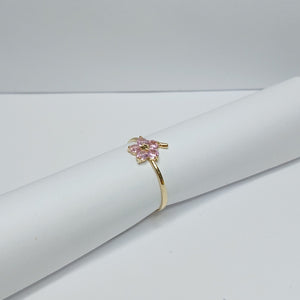 ANILLOS FIG FLOR CON PDRAS COL ROSA 14K TALLA 8 1 GR (NUEVO)