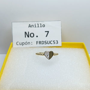 ANILLO ANILLITO FIG CORAZON C CIRCONIAS 14K 7 TALLA 1.5 GR (NUEVO)