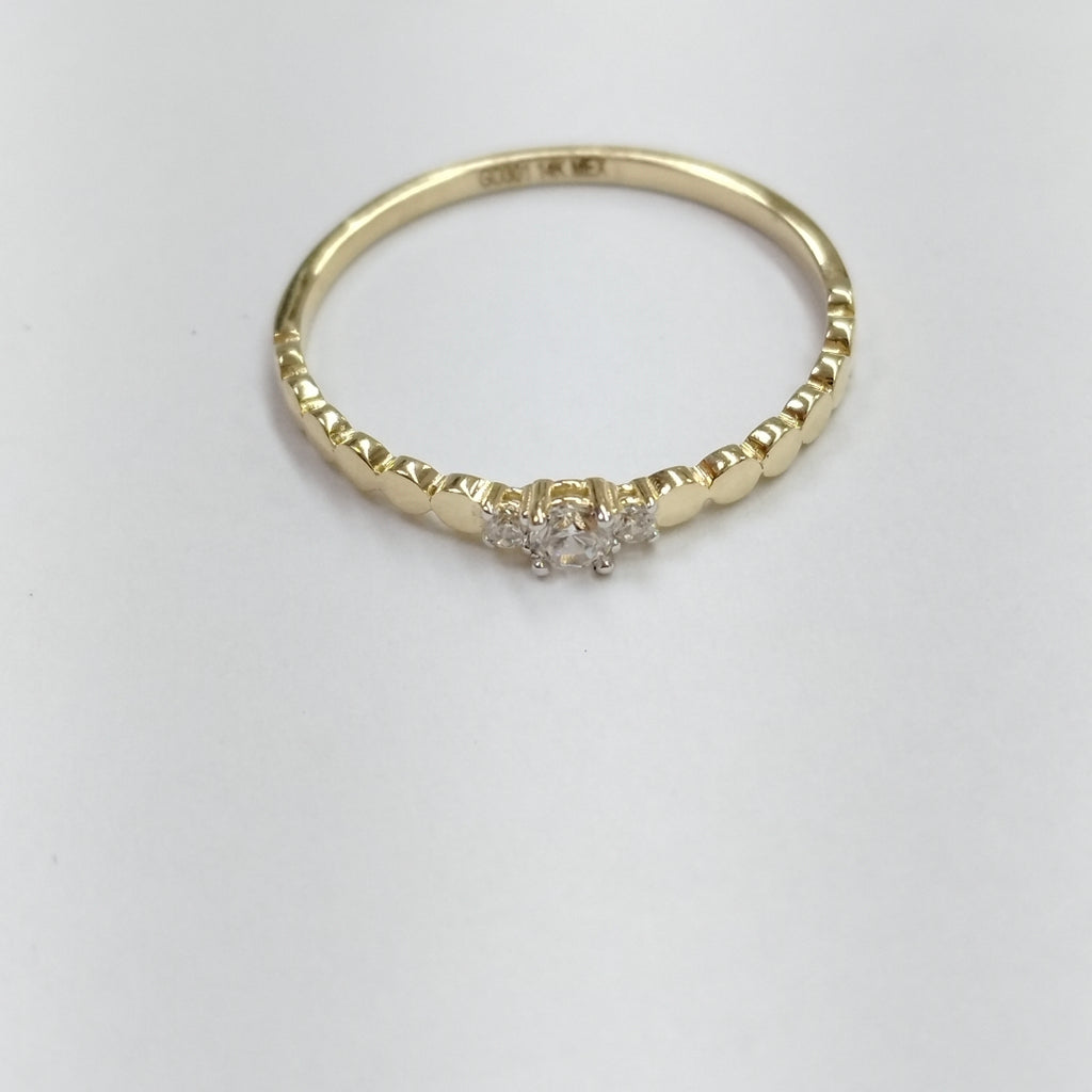 ANILLO ANILLITO C CIRCONIAS 14K 8.5 TALLA 1.2 GR (NUEVO)
