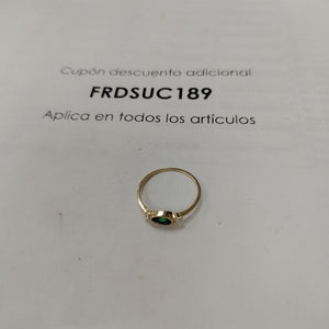 ANILLOS TEJIDO ANILLITO C CIRCONIAS Y PIEDRA VERDE 14K 9 1.2 GR (NUEVO)
