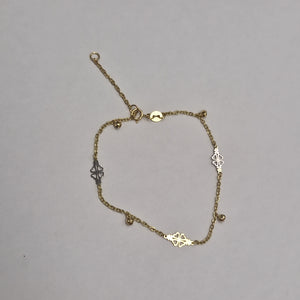 PULSERA ESPECIAL CON TREBOL 14K 18 CM 1.8 GR (NUEVO)
