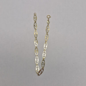 PULSERA TEJIDO ESPECIAL CON CORAZON 14K 18 CM 1.3 GR (NUEVO)
