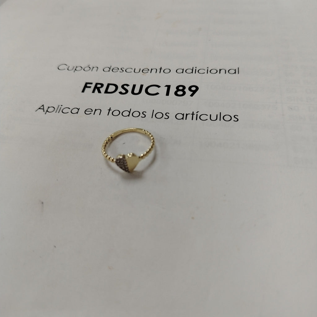 ANILLO ANILLITO FIG CORAZON C CIRCONIAS 14K 7 TALLA 1.6 GR (NUEVO)
