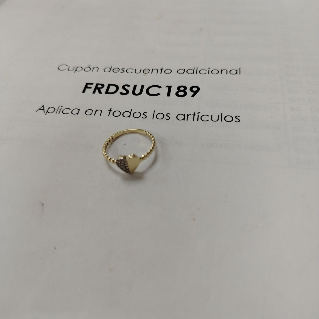 ANILLO ANILLITO FIG CORAZON C CIRCONIAS 14K 7 TALLA 1.6 GR (NUEVO)