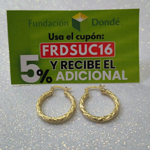 ARETES TEJIDO ARRACADA LABRADA 14K 2.6 GR (NUEVO)