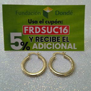ARETES TEJIDO ARRACADA LISA 14K 2 GR (NUEVO)