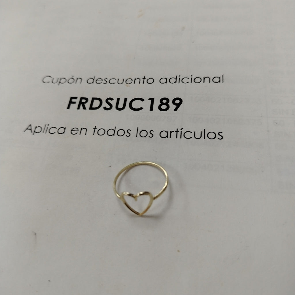 ANILLOS ANILLITO FIG CORAZON 10K TALLA 8 0.8 GR (NUEVO)