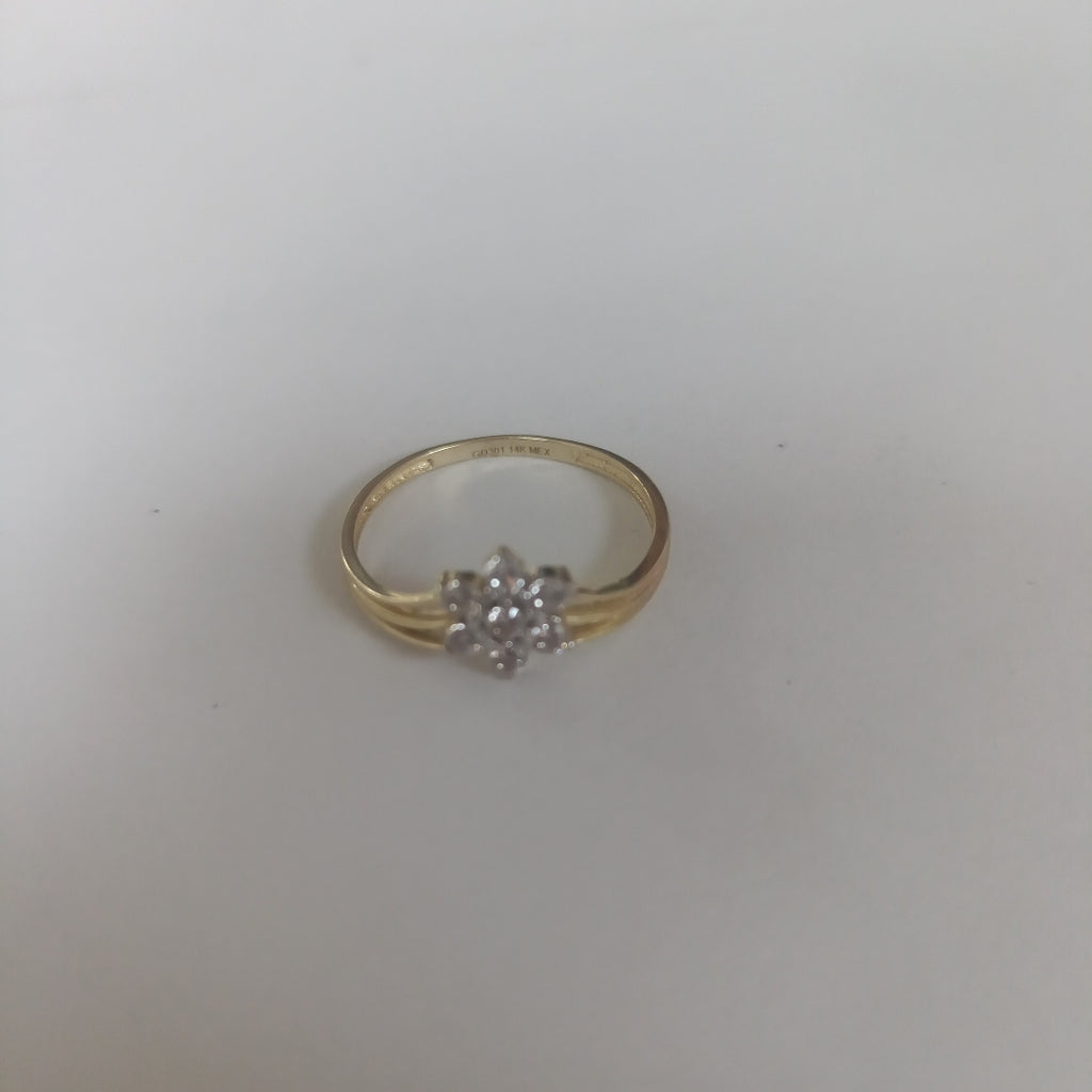 ANILLO ANILLITO FLOR C CIRCONIAS 14K 7 TALLA 1.3 GR (NUEVO)