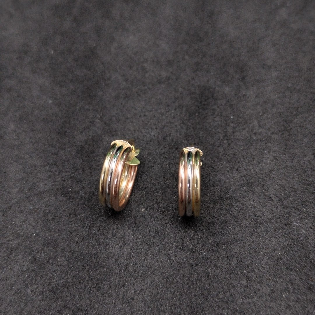 ARRACADAS PAR ORO COMBINADO 14 K 1.5 GRMS (SEMINUEVO)