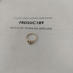 ANILLO ANILLITO CORAZONES UNIDOS C CIRCONIAS 14K 8 TALLA 0.8 GR (NUEVO)