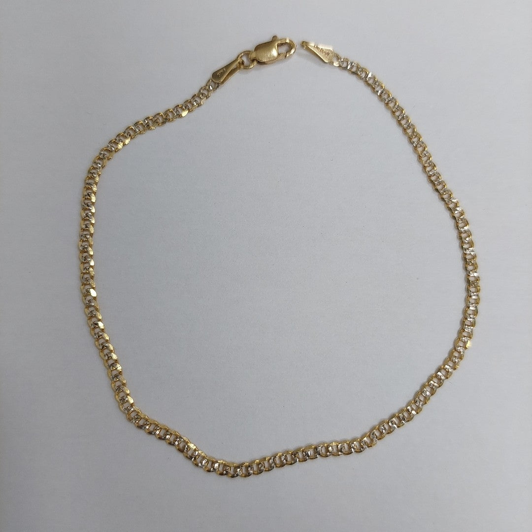 PULSERAS BARBADA DIAMANTADA ORO 14K 18 CM 2.5 GR (NUEVO)
