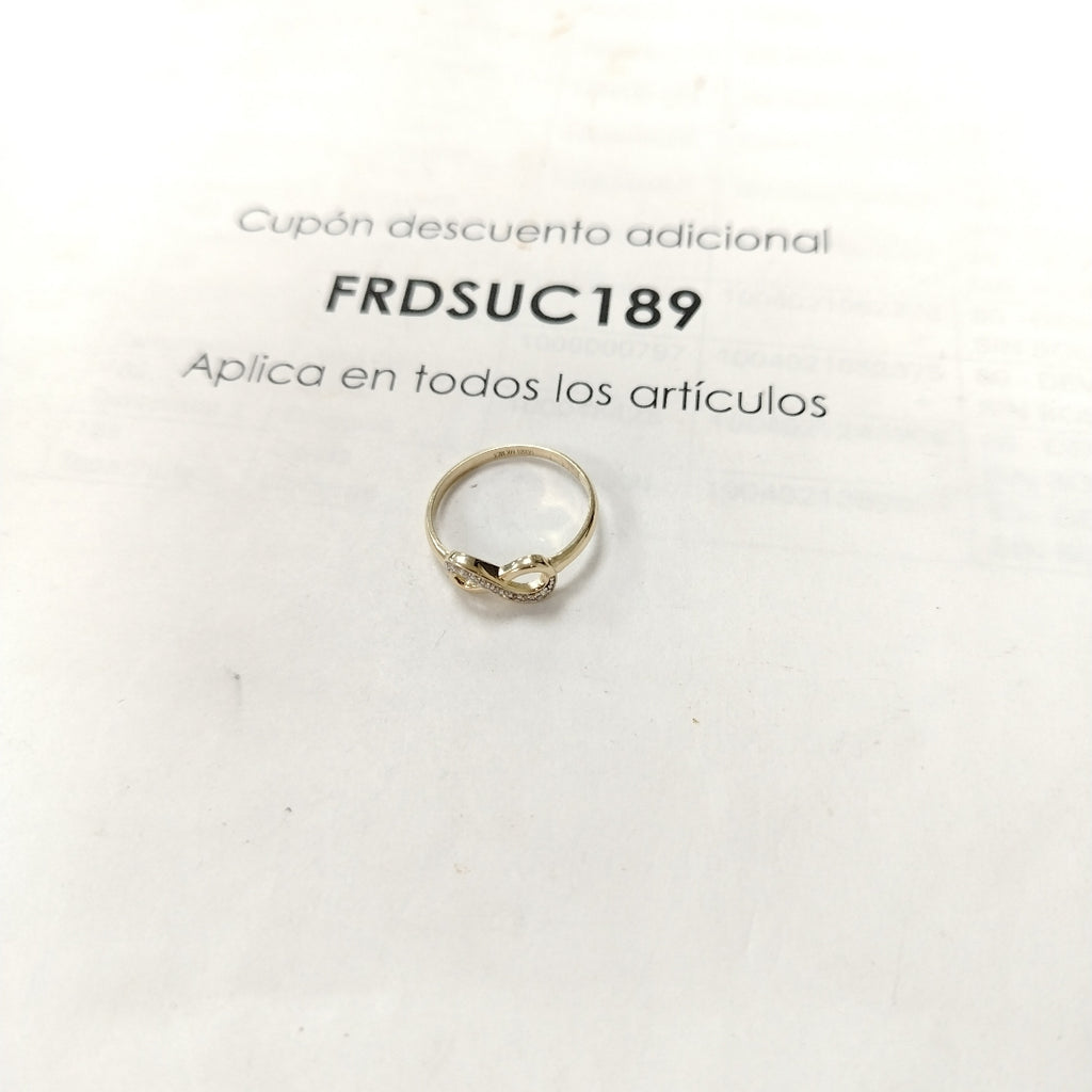 ANILLO ANILLITO FIG INFINITO C CIRCONIAS 14K 9 TALLA 1.9 GR (NUEVO)