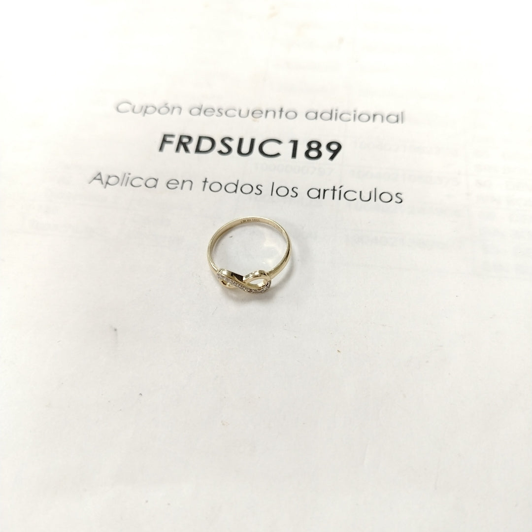 ANILLO ANILLITO FIG INFINITO C CIRCONIAS 14K 9 TALLA 1.9 GR (NUEVO)