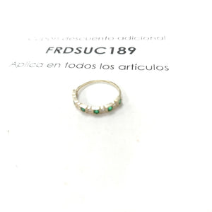 ANILLOS TEJIDO ANILLITO C CIRCONIAS Y PIEDRAS VERDES 14K 9 1.5 GR (NUEVO)