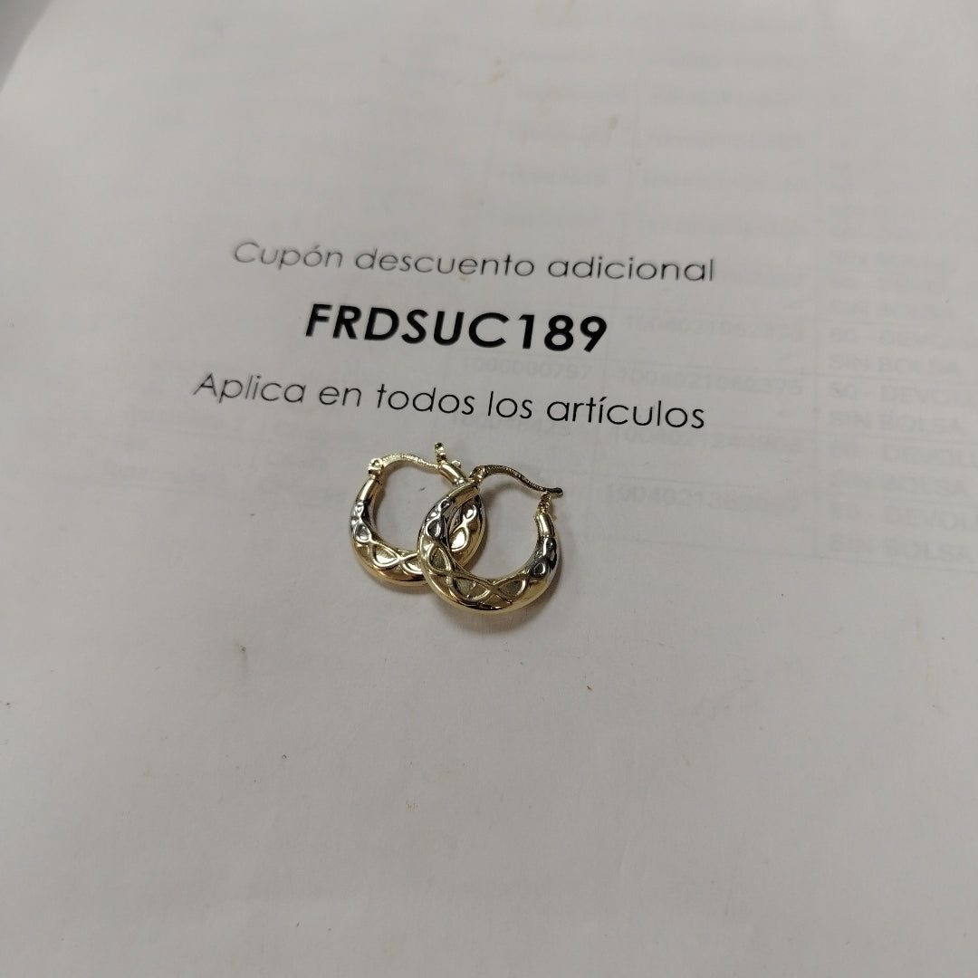 ARETES ARRACADAS COMBINADAS CON INFINITO 14K 2.1 GR (NUEVO)