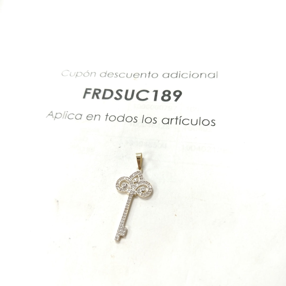 DIJE LLAVE C CIRCONIAS 14K 1.6 GR (NUEVO)
