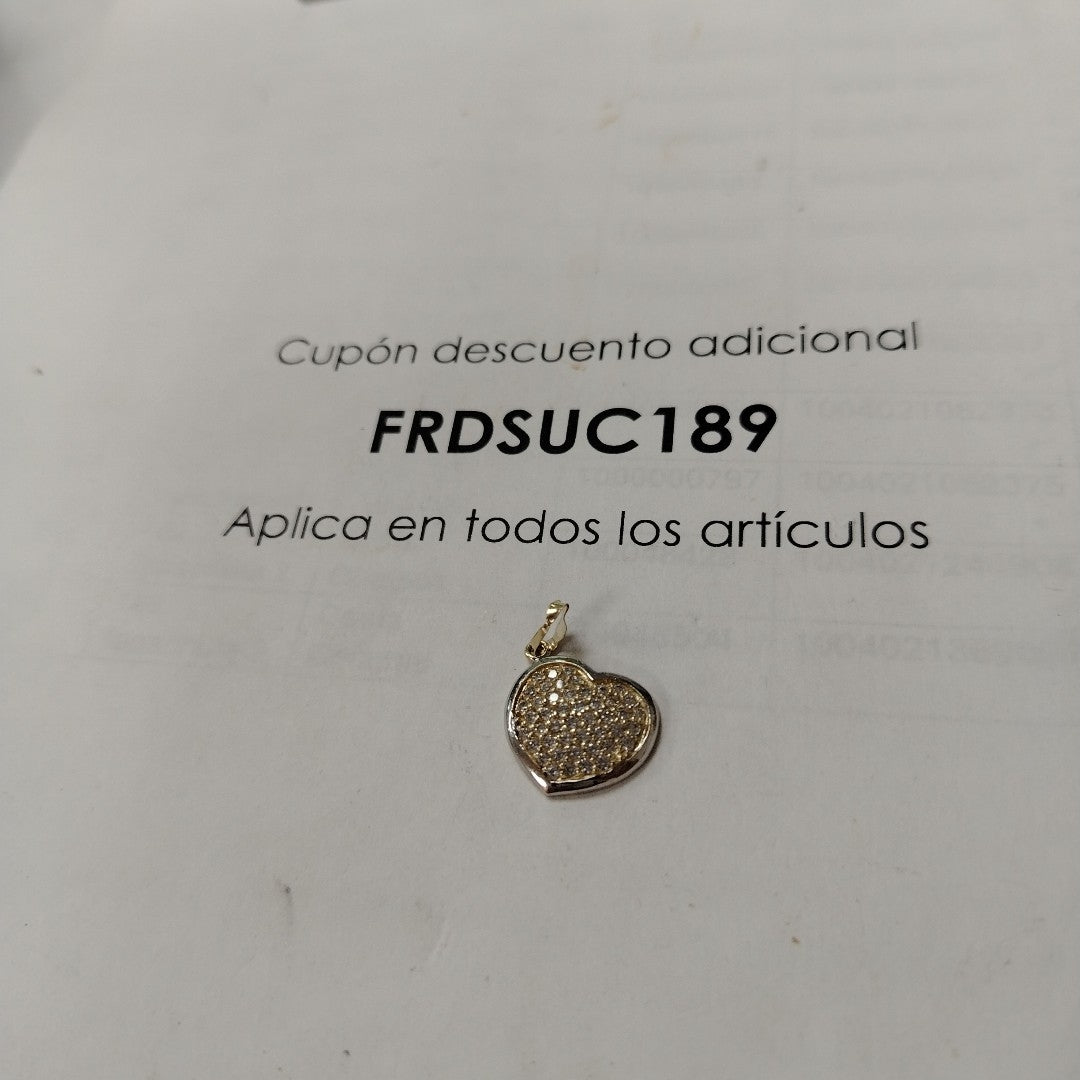 DIJE CORAZON CON CIRCONIAS 14K 1.8 GR (NUEVO)