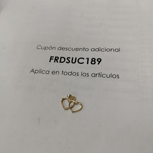 DIJE TEJIDO DOS CORAZONES CON CIRCONIAS 14K 1.4 GR (NUEVO)