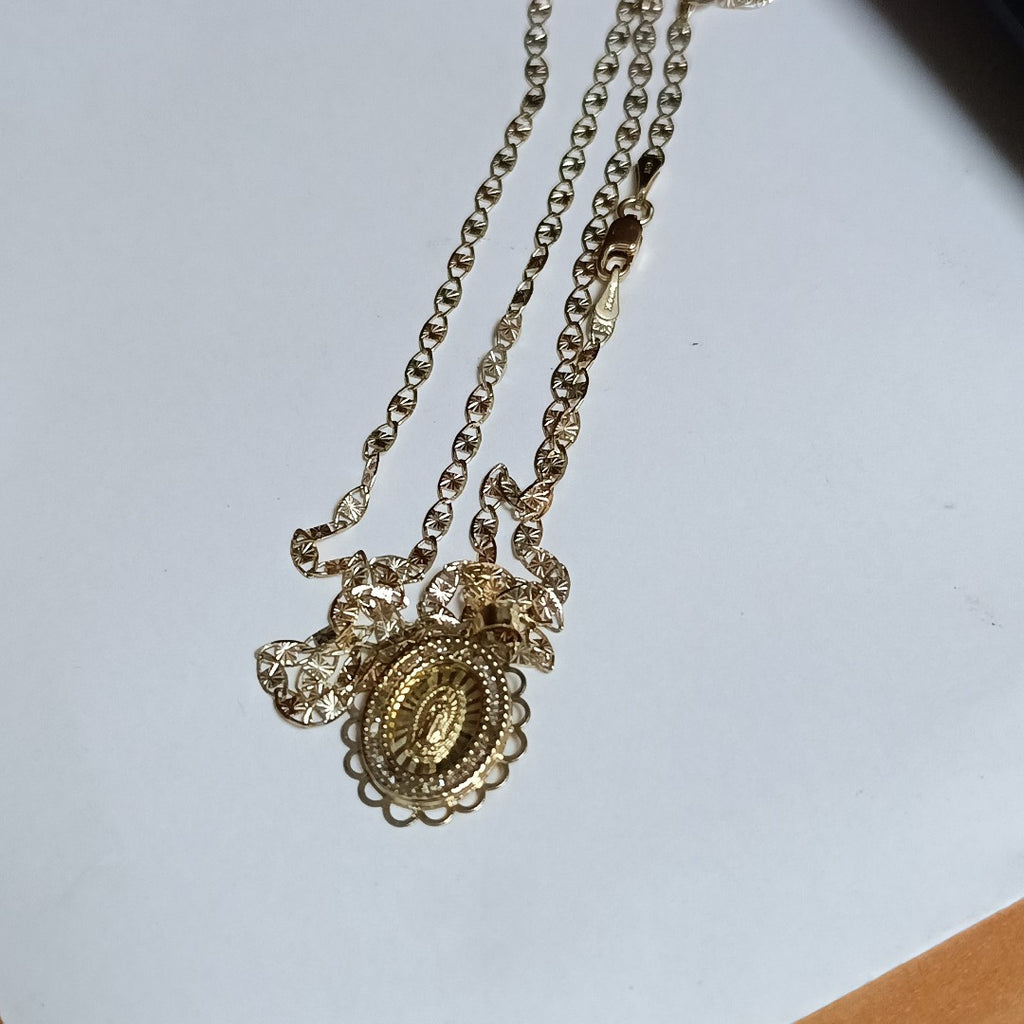 CADENA,MEDALLA RELIGIOSA ORO COMBINADO 10 K 3,80 GRMS (SEMINUEVO)
