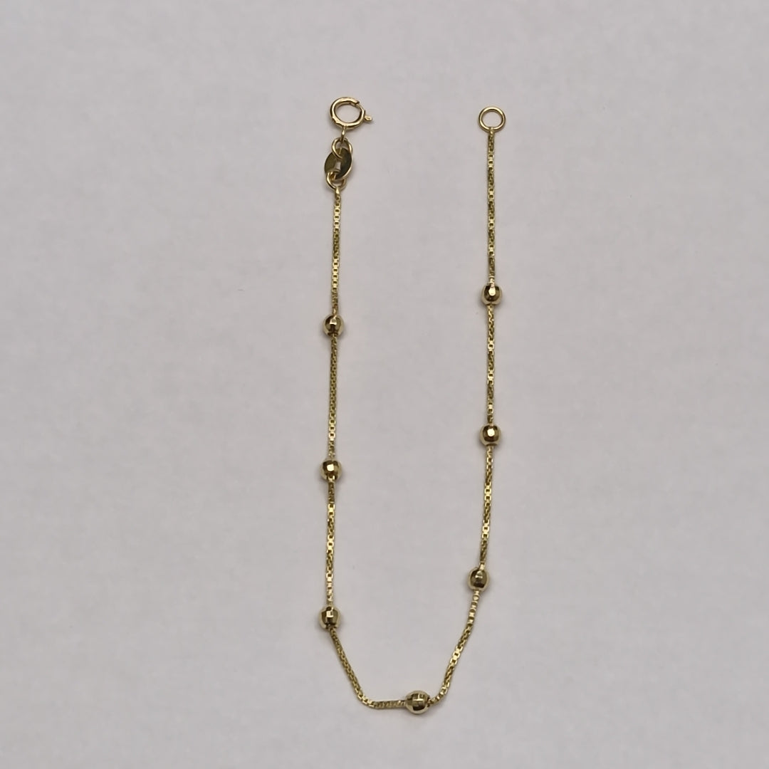 PULSERA ESPECIAL CON BOLITAS 14K 18 CM 1.4 GR (NUEVO)