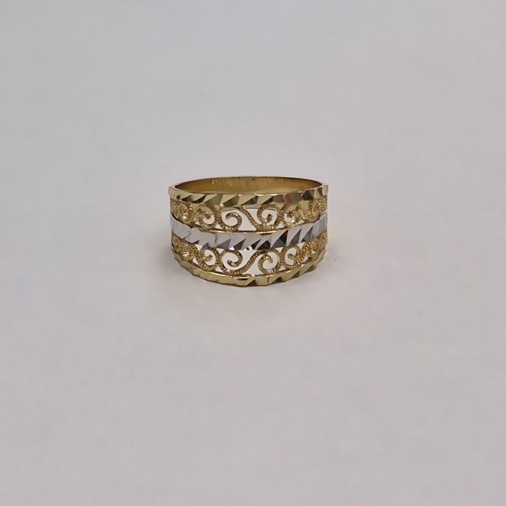ANILLOS TIPO FILIGRANA COMBINADO 14K TALLA 7 2.8 GR (NUEVO)