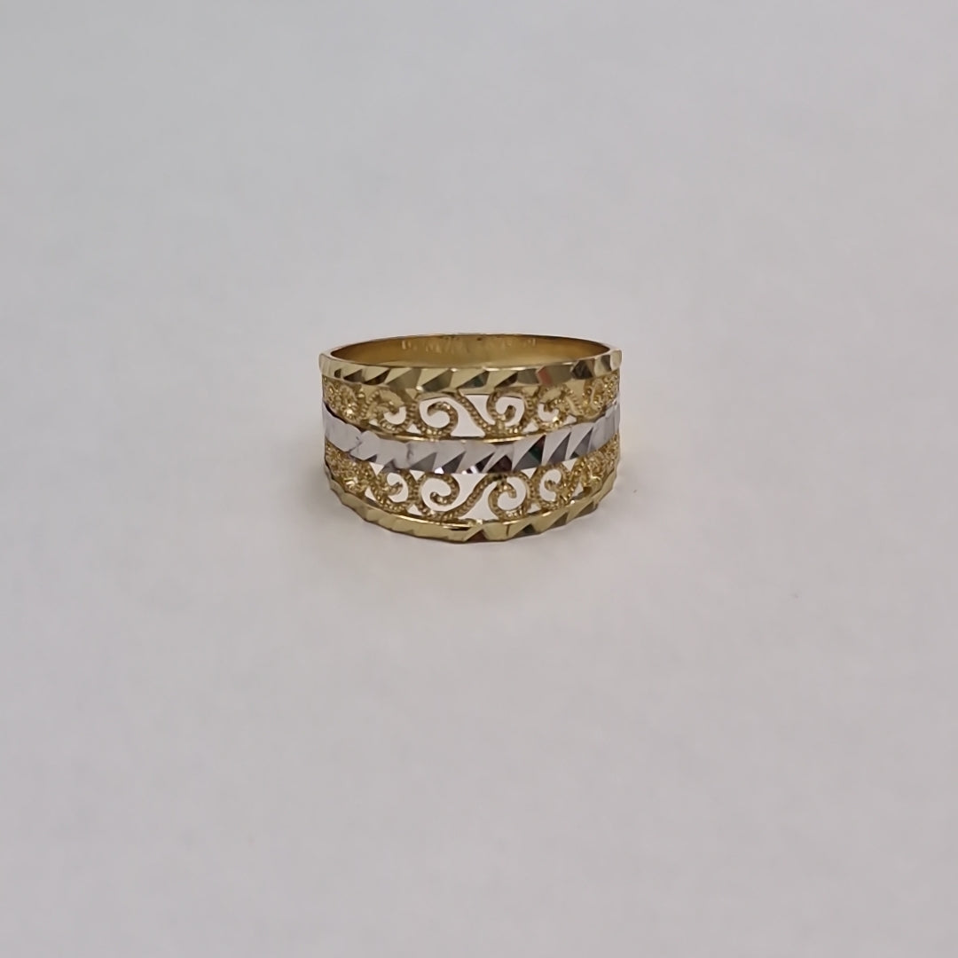 ANILLOS TIPO FILIGRANA COMBINADO 14K TALLA 7 2.8 GR (NUEVO)