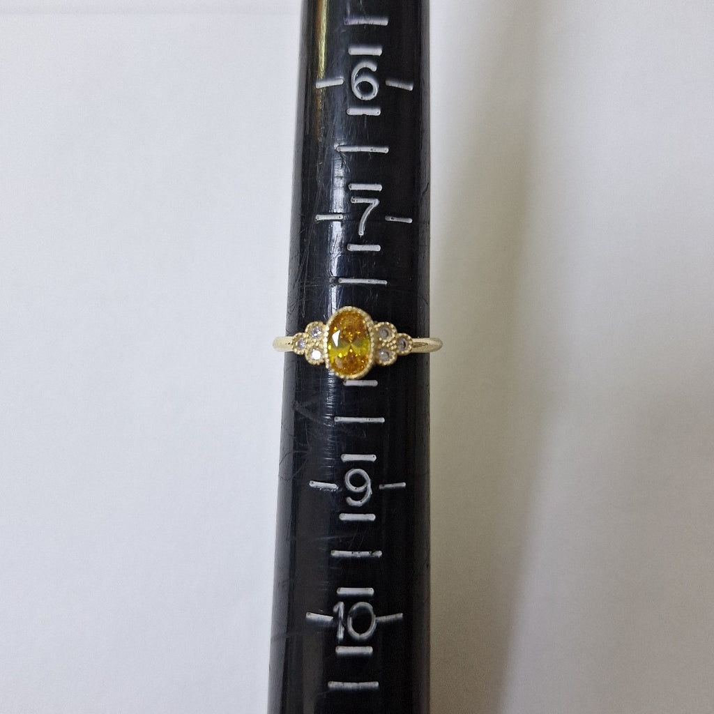 ANILLOS CON CIRCONIAS Y PIEDRA DE COLOR 14K TALLA 8 2 GR (NUEVO)