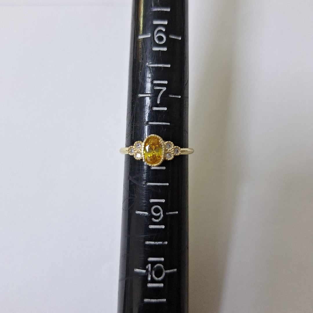 ANILLOS CON CIRCONIAS Y PIEDRA DE COLOR 14K TALLA 8 2 GR (NUEVO)