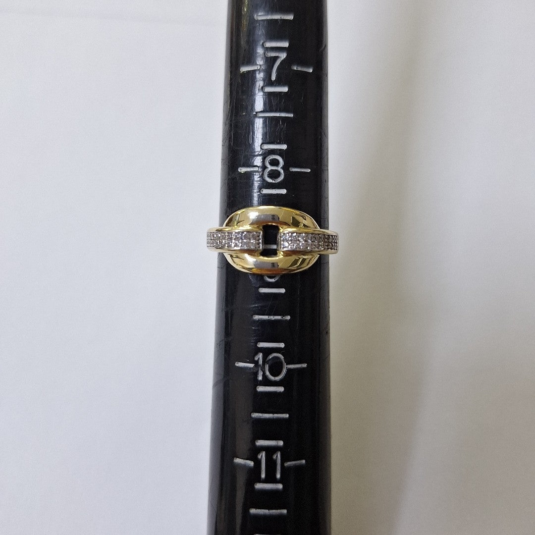 ANILLO ANILLITO C CIRCONIAS 10K 8.5 TALLA 2.8 GR (NUEVO)