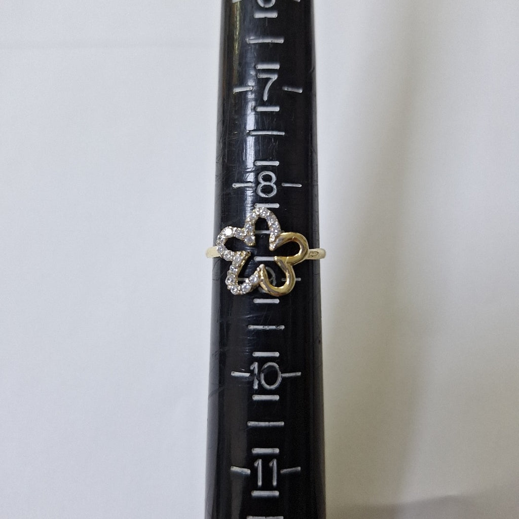 ANILLOS FIGURA FLOR CON CIRCONIA 14K TALLA 7 1.6 GR (NUEVO)