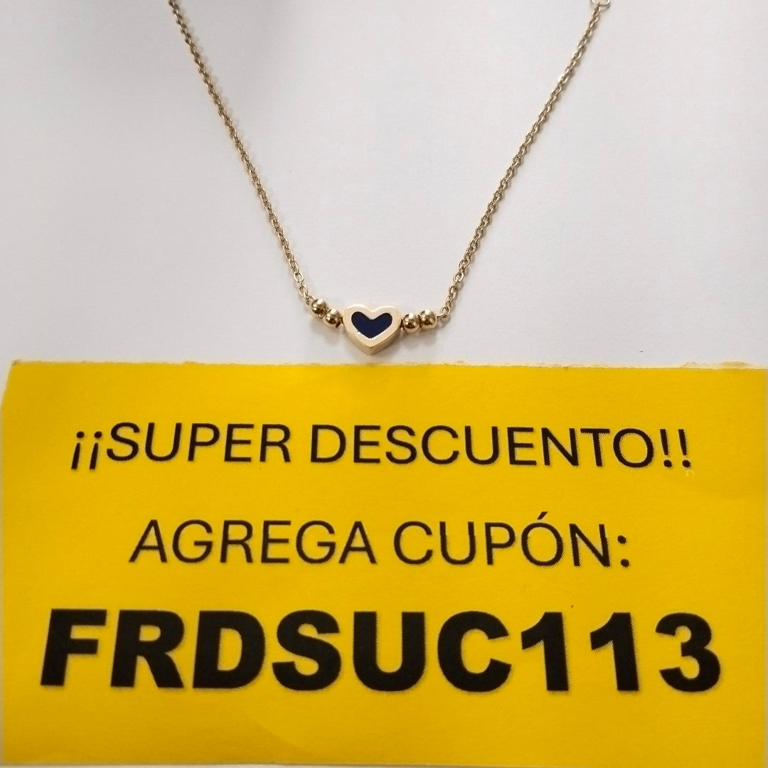 PULSERA TEJIDO ESPECIAL CON FIGURA CORAZON CON ESMALTE AZUL 14K 18 CM 2 GR (NUEVO)