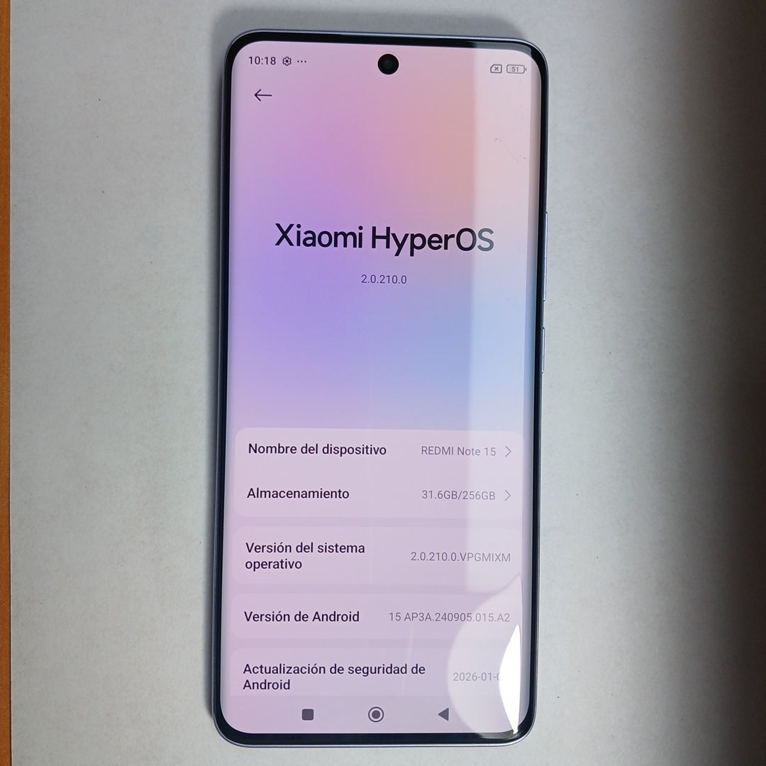 CELULAR XIAOMI REDMI NOTE 15 2510DRA23L (2026) 256 GB 8 GB RAM (SEMINUEVO)